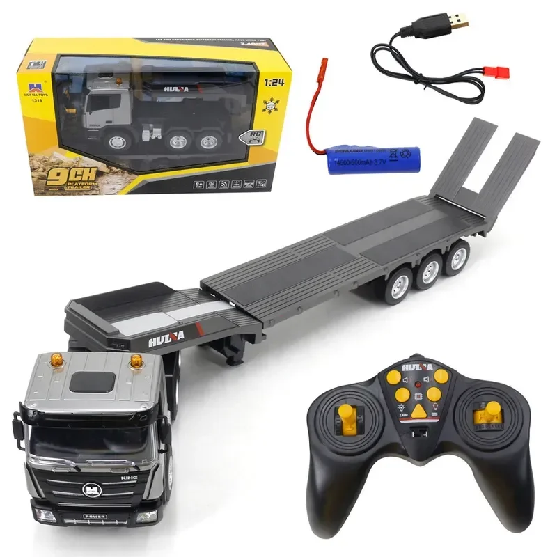 

Huina New 1:24 Simulation Nine-channelremote Control Flat Trailer Lighting Andsound Effects Rc Car Children's Adult Toysgifts