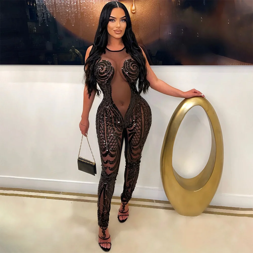 

Женский комбинезон на день рождения, с блестками, без рукавов