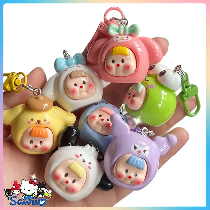 

1 шт. новинка брелок для ключей Sanrios Hellokitty My Melody Kuromi Cinnamoroll очаровательное кольцо для ключей украшение школьного сумки кулон игрушки подарок на день рождения