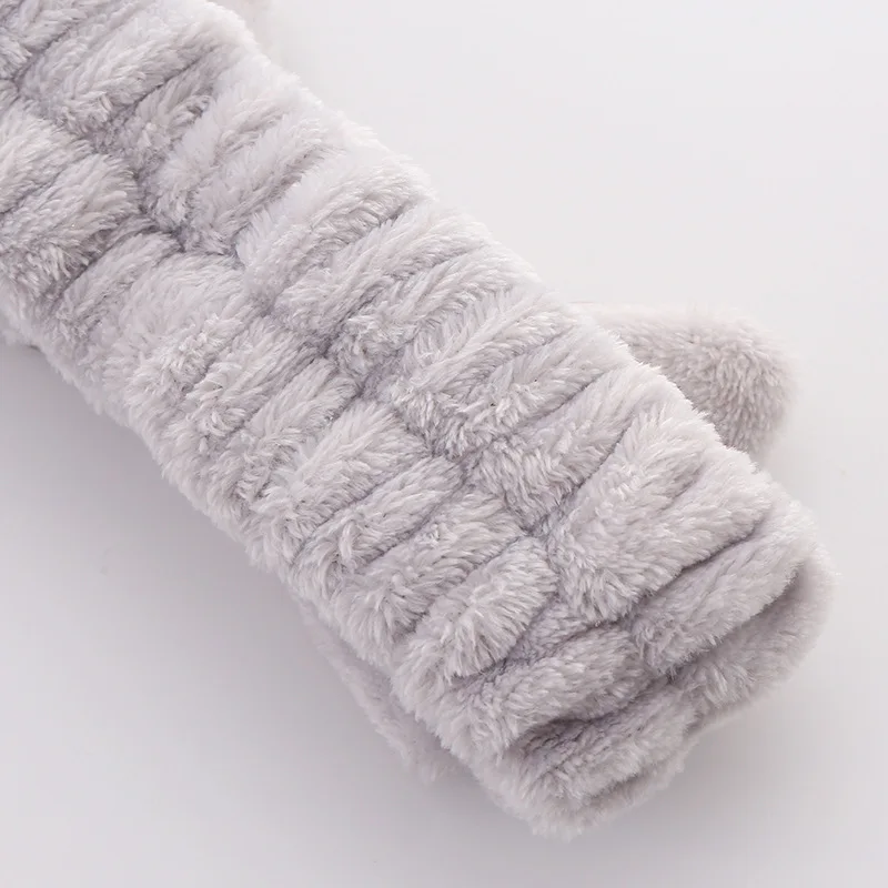 Повязка на голову Женская флисовая эластичная с бантом и надписью OMG |