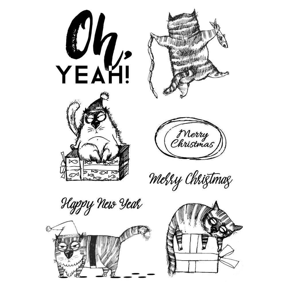 

Funny Cats Transparent Clear Silicone Stamp DIY Scrapbooking Embossing Decoration Album Card Rubber Stamp 11x16cm