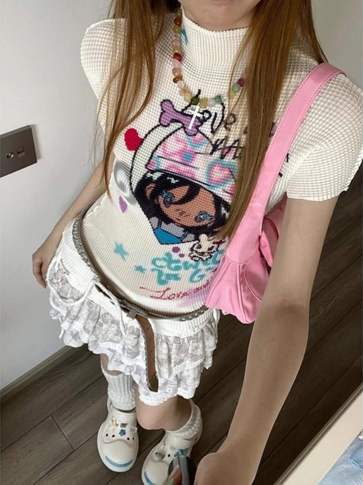 HOUZHOU женские футболки с героями мультфильмов полиэстер