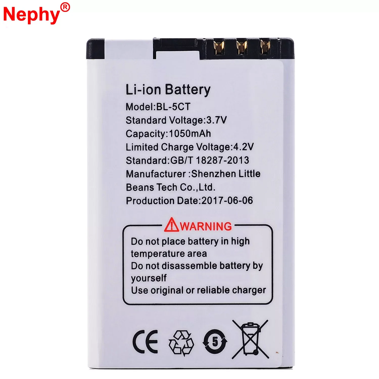 

2023NEW 2019 Nephy Original Battery BL-5CT For Nokia 3720C 5220 5220xm 6730 6730C C3-01 C3-01m 6330 6303 6303i 6303C 6750 1050mA
