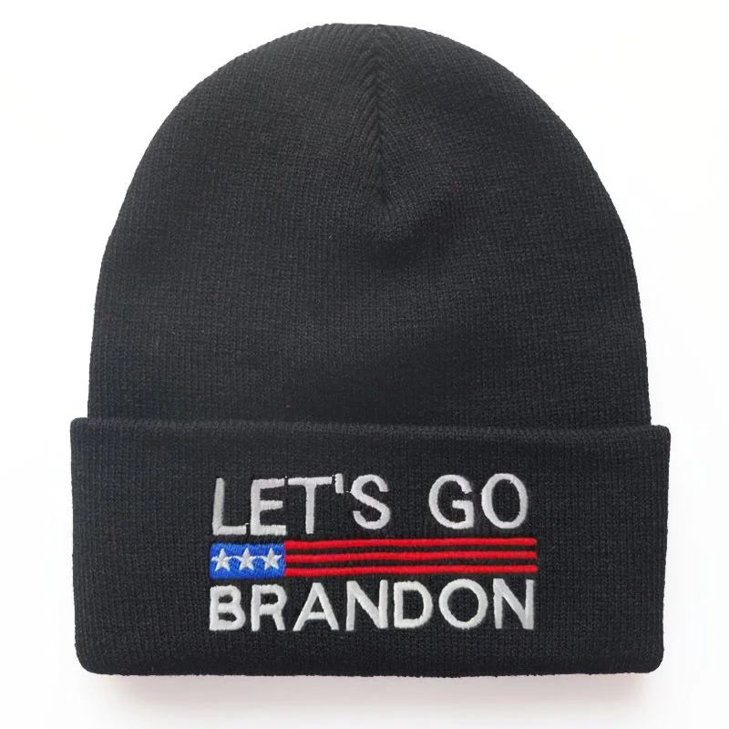 

Let's Go Brandon Embroidered Knitted Hat Men's And Women's Autumn And Winter Warm Wool Hat Cold Hat หญิง สวยงาม หมวกไหมพร