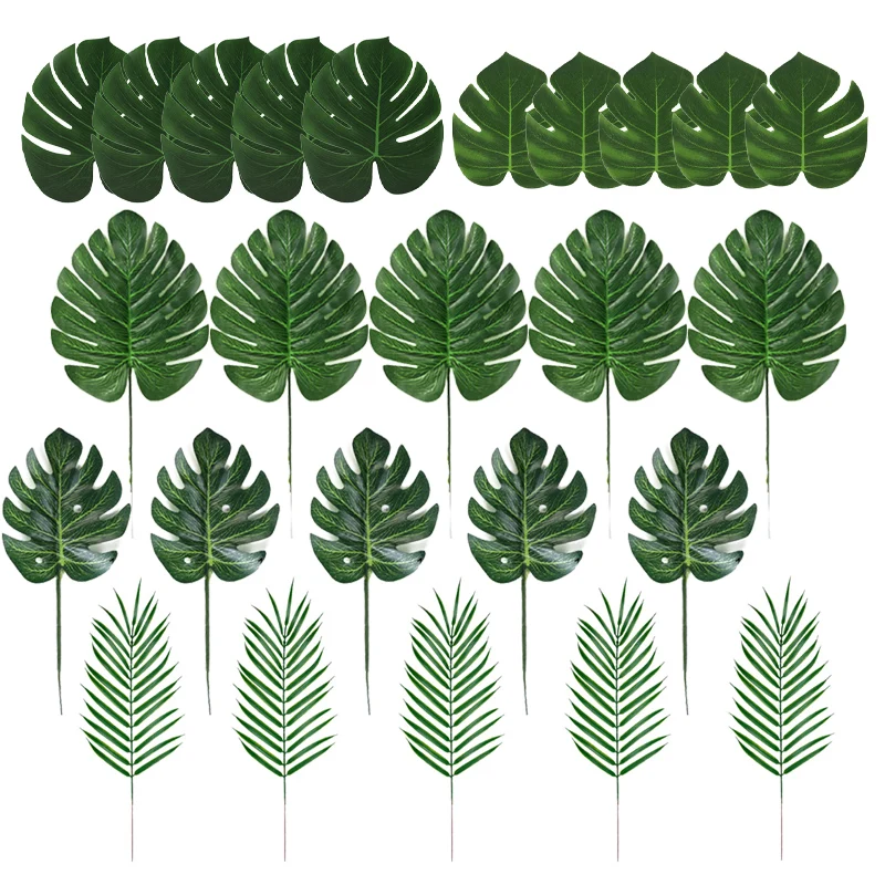 

10 шт. искусственные тропические Пальмовые Листья, тема Гавайских джунглей, Рождество, свадьба, день рождения, вечеринка, украшение для домашнего стола, искусственные растения