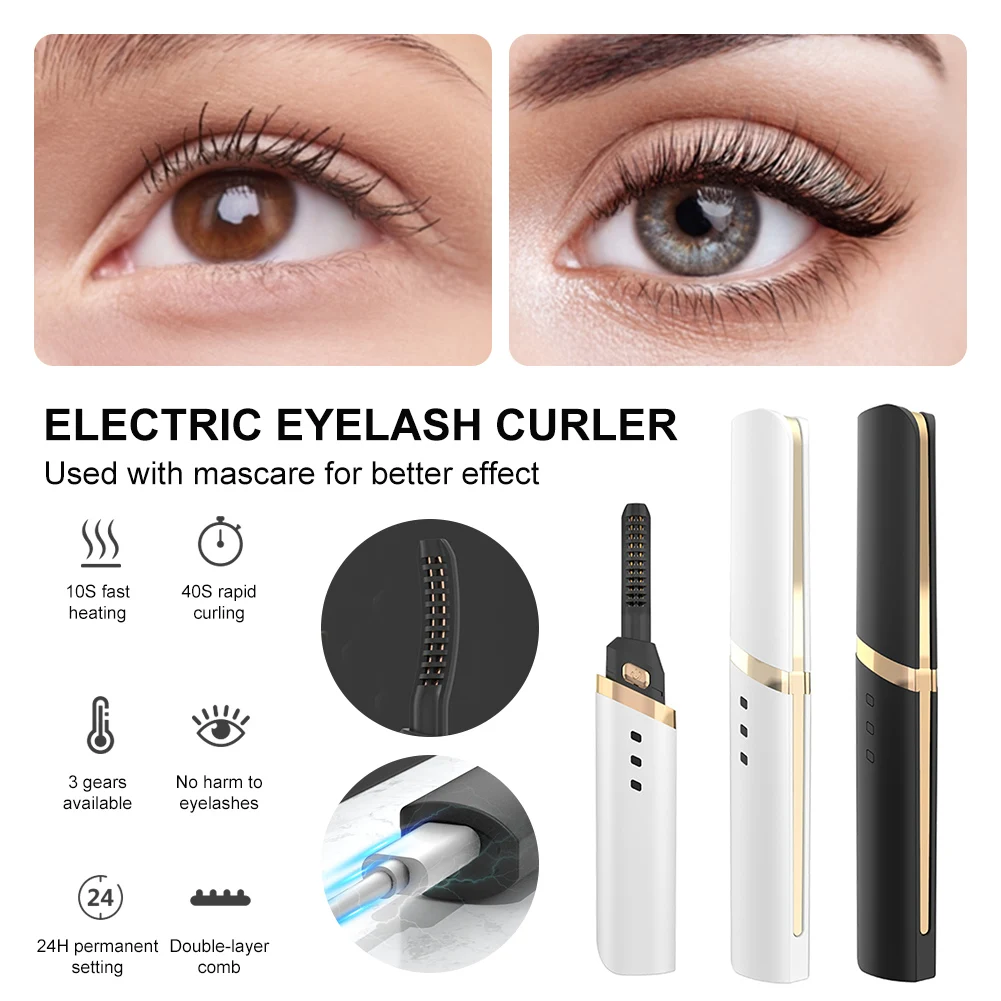 

Electric Heated Eyelash Curler USB Rechargeable Fast Heating Lashes Curler With 3 Gears Eyelash Curling Tool