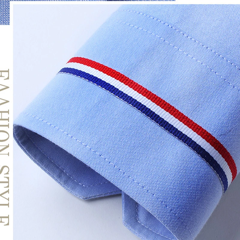 Spring and autumn men's shirts fit Oxford cotton anti-wrinkle business casual striped solid color long-sleeved iron-free