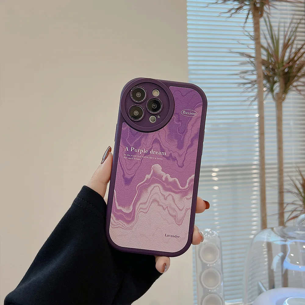 Retro Wave Ripple Purple Dream Fantasy Art Phone Case For IPhone 14 13 11 12 Pro Max Xr Mini Xs Max 14 Plus Case Cute Soft Cover