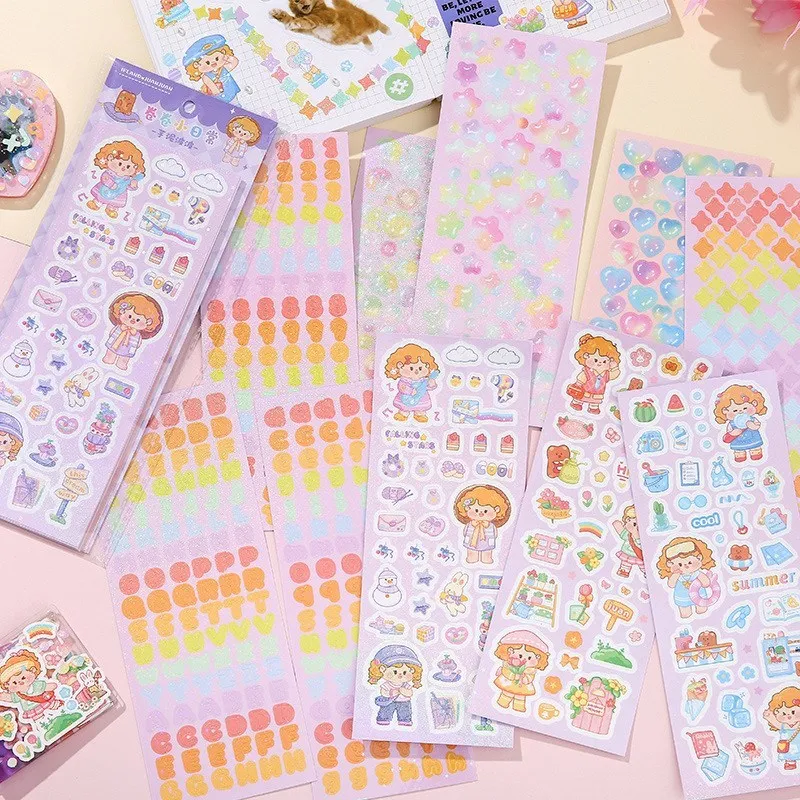 

10Pcs/Lot Kawaii Sticker Fancy Full Set Cartoon Series DIY Decor Scrapbooking Idol Kpop Postcards