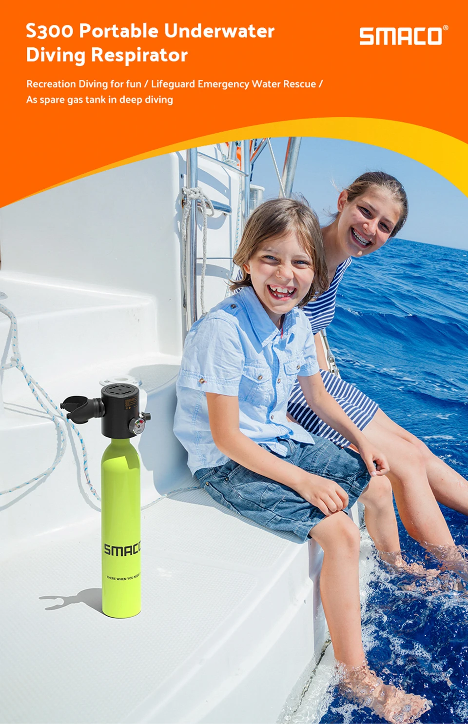 SMACO S300 Mini Scuba Diving Tank/Equipment Dive Cylinder Capability 0.5L Refillable Design Respirator Oxygen Tank Set Hand Pump