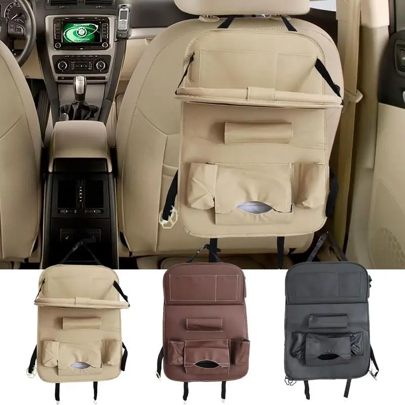 

Car Backseat Storage Bag Auto PU Leather Rear Seat Organizer Automobile Back Seat Hanging Bag For Storing Wallet Tissue Bottles