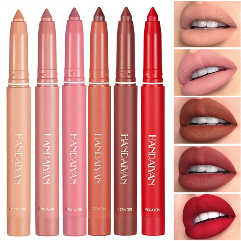 

6 Colors Waterproof Lipliner Pencil Lasting Lips Contouring Sexy Red Brown Matte Velvet Nude Pigments Lipstick Makeup Cosmetics