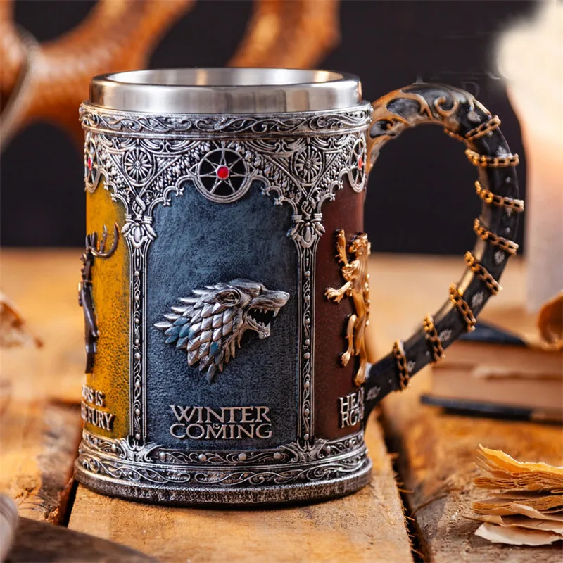 

Signets Tankard Beer Mugs Stainless Steel Resin Cups and Mugs Creative 3D Coffee Mug Drinkware Mark