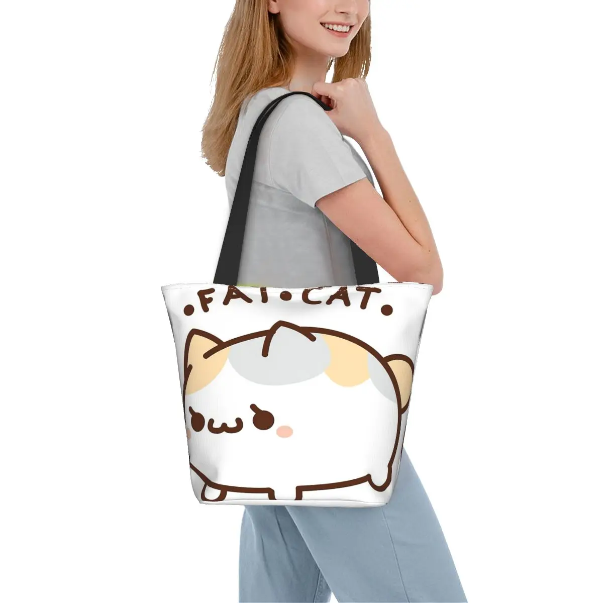 Повседневная Сумка-тоут через плечо Fat Cat сумка для покупок портативный простой
