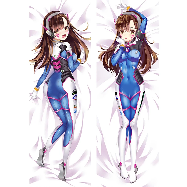 

60x180cm Game Character D.va Pillowcase Cute Anime Games Pillow Hugging Body Pillowcase Dakimakura Cover Peachskin Cushion