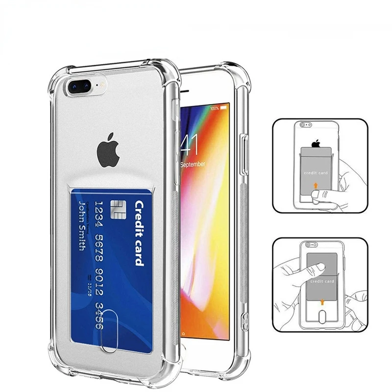 

Luxury Card Case For iPhone 11 12 13 Pro Max X XS 8 7 6 SE Plus Capinha Thin Soft TPU Silicone Cover For iPhone 12 13 Mini Coque