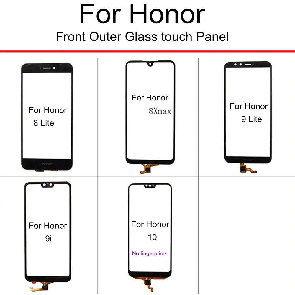 For Huawei Honor 8 9 9i 10 lite 8X max  Touch Screen Glass Panel sensor Touchscreen Panel Front Outer Repair Spare Parts