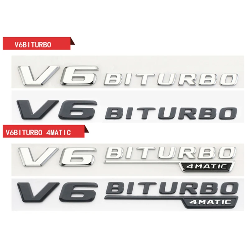 

Логотип автомобиля, задняя наклейка, наклейка на багажник Benz V6 V6BITURBO V8 BITURBO Bmw, аксессуар, форма 3D, серебристый логотип