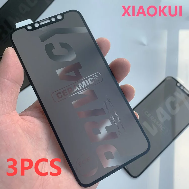 

3Pcs Ceramic Antispy Soft Tempered Glass For iPhone 13 12 11 Pro Privacy Screen Protector for iphone X XS Max XR 7 8Plus SE20