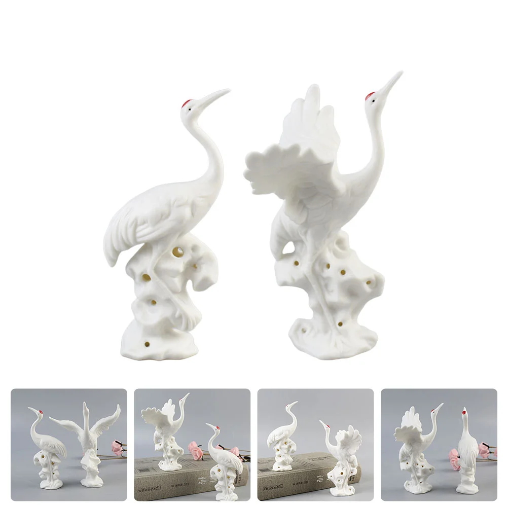 

Crane Ornament Lovely Desktop Bird Sculpture Adornment Decor Landscape Statues Figurines Prosperity Tabletop Miniature