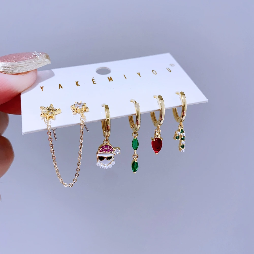 6 шт./компл. рождественские серьги подарочные ювелирные изделия позолоченные