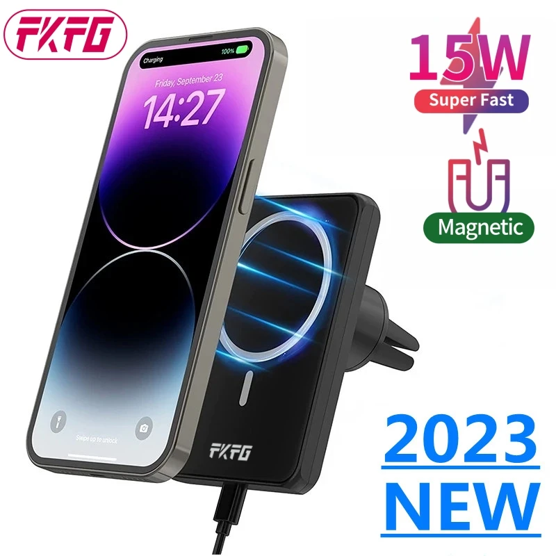 

15W Magnetic Car Wireless Charger Air Vent Holder for Macsafe iPhone 12 13 14 Pro Max Mini Fast Car Charging Phone Stand Mount
