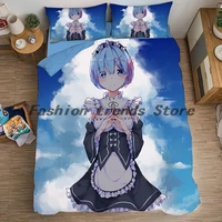 anime relife in a different world from zero bedding set duvet covers rem comforter bedding sets bedclothes bed linen 06