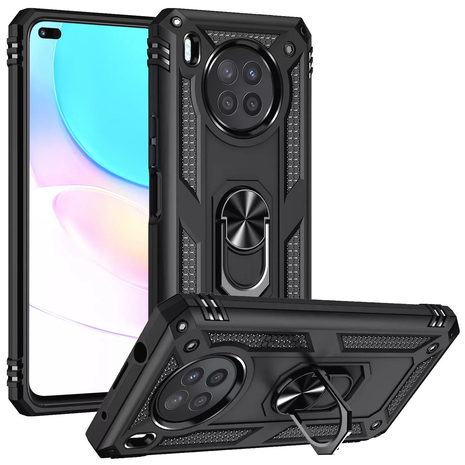 

Metal Ring Kickstand Case for Huawei Honor 50 Lite Honor50 Nova 9 8i 8 Nova8i Mate 40 Pro P40 P30 Mate 30 Bag Cover Fundas