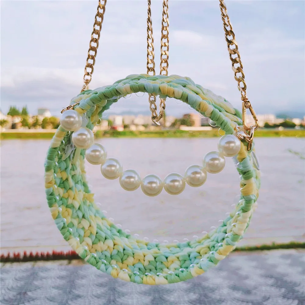 Summer Round Transparent Acrylic Multi-color Pack Hand-crocheted Creative Novel One Shoulder Cross-body Tote Bag enlarge