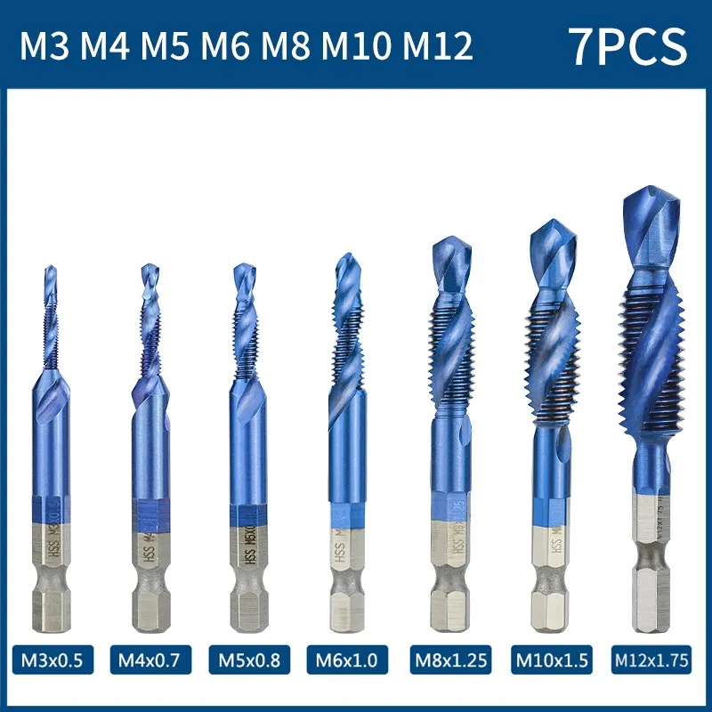 Набор смесителей XCAN, комплект комбинированных инструментов из быстрорежущей стали с шестигранным хвостовиком, М3, М4, М5, М6, М8, 10, М12