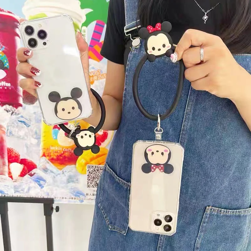 Disney Mickey Minnie Mouse Keychain Ladies Fashion Cute Romantic Vintage Keychain Charm Korea 90s Aesthetic Bag Phone Chain Gift