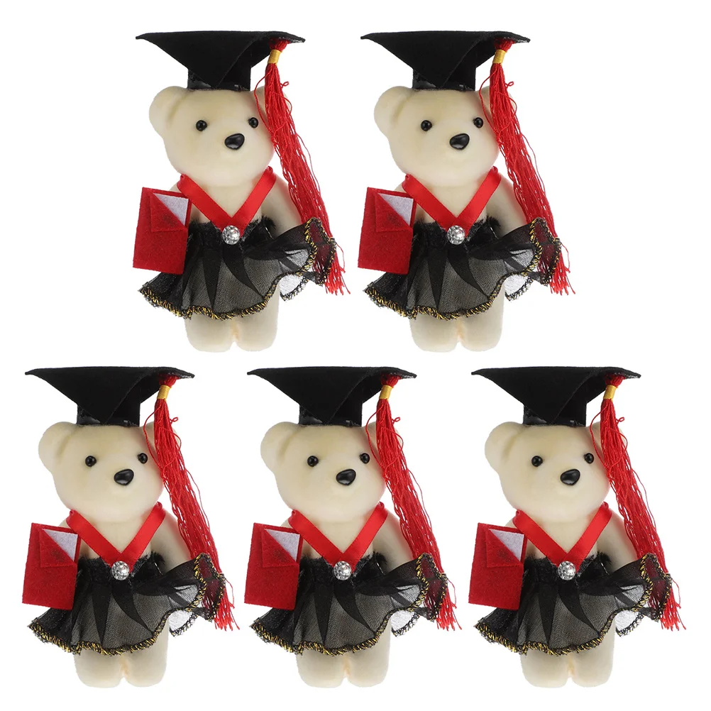 

Plush Graduation Bears 12CM Stuffed Bears Animals Bulk Flower Bouquet Decoration for Graduations College Wedding Party Gift 5pcs