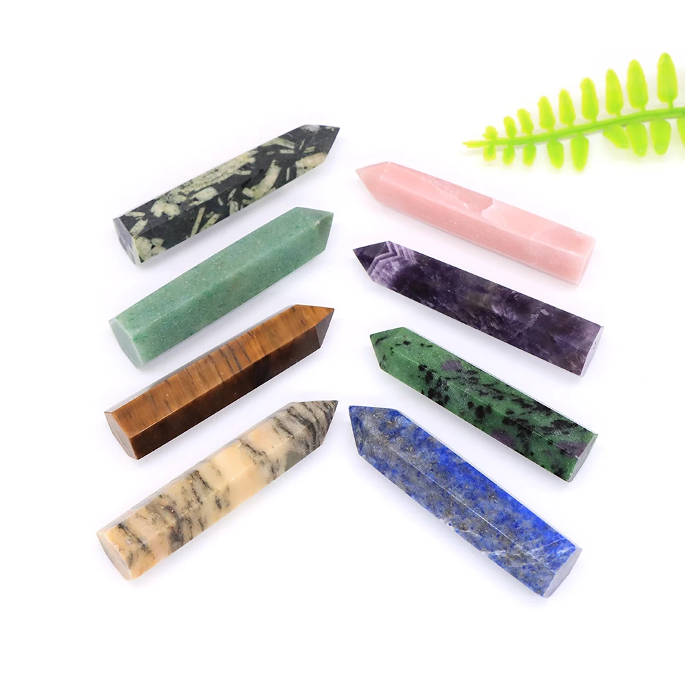 

Natural Stones Crystal Tower Wand Amethyst Quartz Reiki Healing Gemstone Energy Obelisk Mineral Ornaments Home Steeple Wholesale