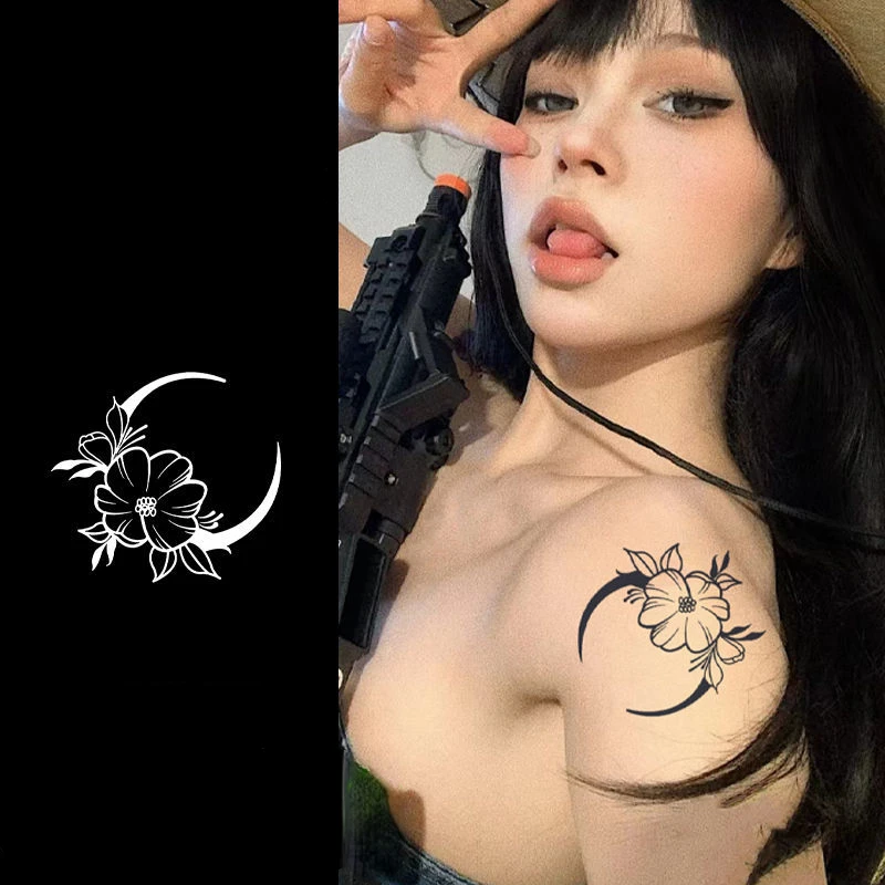 

2022 New Sexy Flower Moon Waterproof Juice Tattoo Stickers for Woman Man Body Arm Thigh Temporary Tattoos Fake Tattoo
