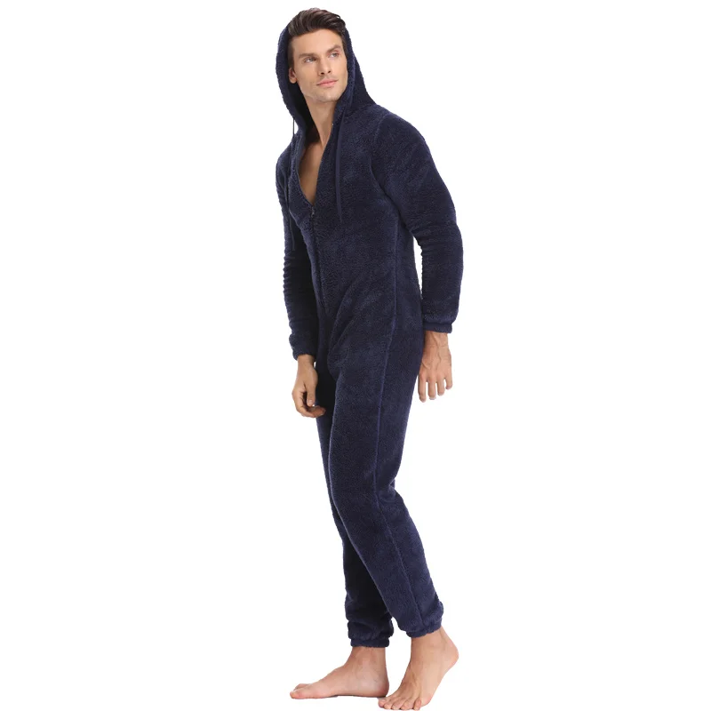 

Men Warm Teddy Fleece Onesie Fluffy Sleep Lounge Adult Sleepwear One Piece Pyjamas Male Jumpsuits Hooded Onesies For Adult Men
