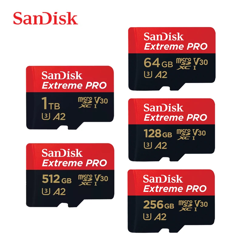 

SanDisk Memory Card 512GB Micro SD Card SDXC UHS-I 128GB 256GB 64GB U3 C10 V30 A2 4K Extreme PRO TF Flash Card Adapter for DJI
