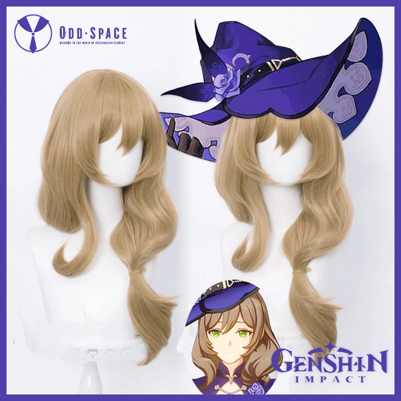 

Парик для косплея по мотивам игры Genshin impact mondstart Anemoculus Lisa, 65 см, длинные волосы золотистого цвета, парик для косплея