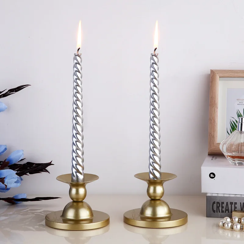 

IMUWEN Metal Candle Holders Black Gold Candlestick Fashion Candle Stand Exquisite Candlestick Table Home Decor