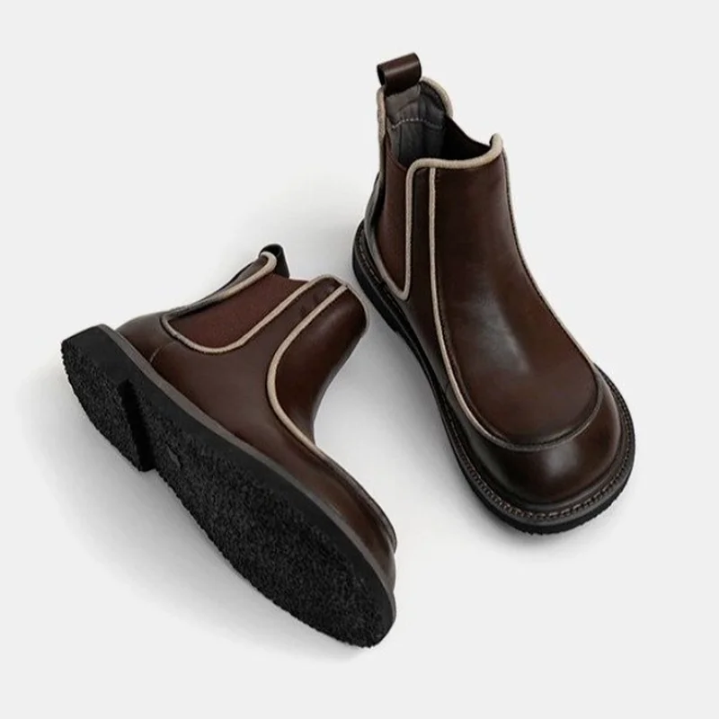 

New Chelsea Boots Women Ankle Boots Chunky Winter Shoes Platform Ankle Boots Slip on Chunky Heel Boot Brand Designer Women Boot