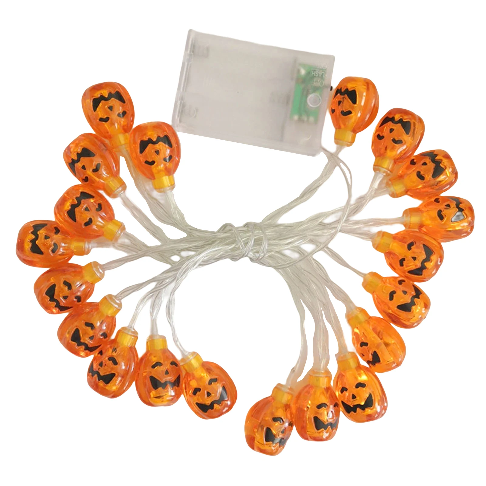 

Гирлянда для украшения лица тыквы на Хэллоуин, сезонные украшения на батарейках