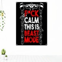 fck calm this is beast mode workout motivational poster tapestry wall art fitness exercise banner flag stickers gym decoration