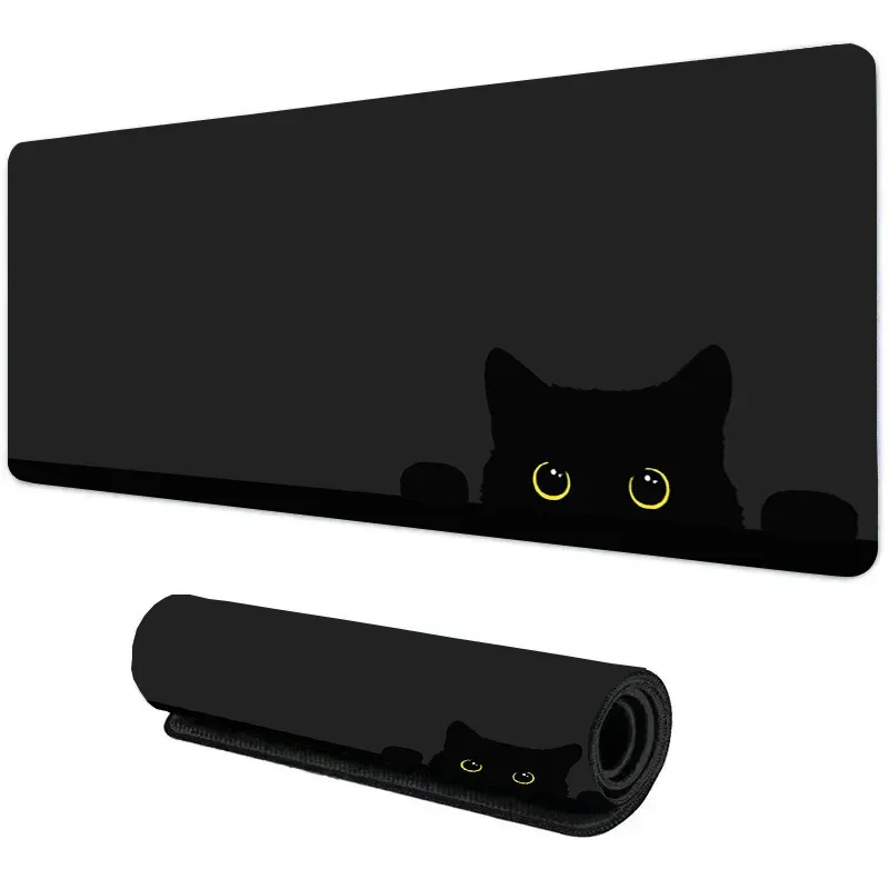 Большой игровой коврик для мыши Kawaii Black Cat Kitten 400x900 мм