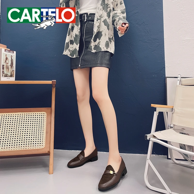 CARTELO Fashion Metal Hook Shoes Women Flats Suede Casual Loafers 2023 Spring New Designer Women Pointed Toe Shallow Boat Shoes