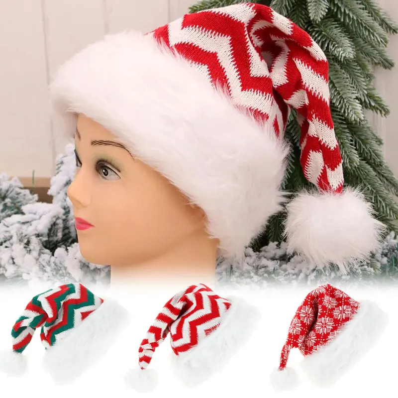 

Christmas Hat Eye-catching Plush Warm Winter Hats Merry Xmas Thickened Warm Caps Wholesale Christmas Decorations