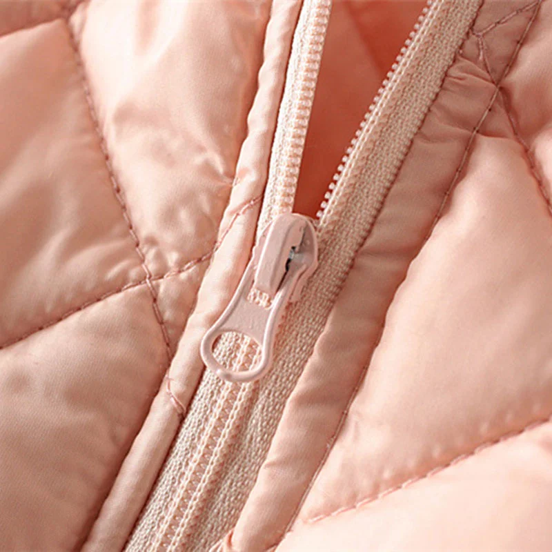 New Women's Short Coat Autumn/Winter Warm Zipper Coat Fashion Solid Color Slim Fit Comfortable Simple Lightweight Quilted Jacket