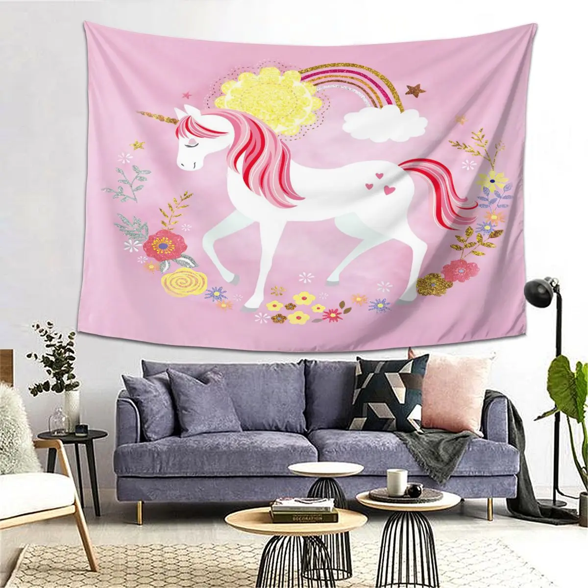 Настенный гобелен с принтом единорога небольшие дешевые богемные гобелены хиппи