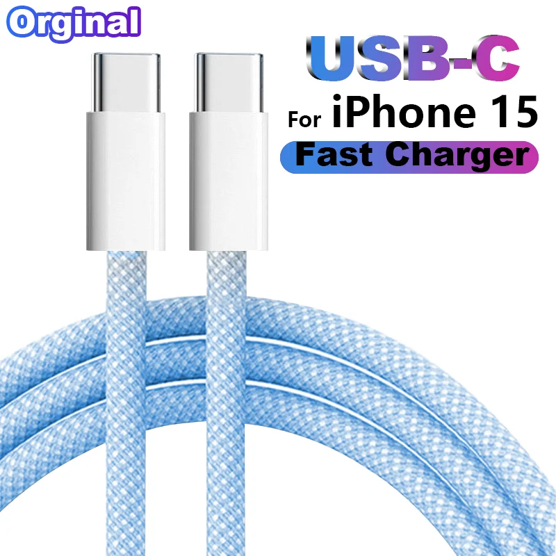 

Original USB-C Fast Charger Cable For Apple iPhone 15 Pro Max 15 Pro 15 Puls PD 60W USB-C Weaving Charging Data Line Accessories