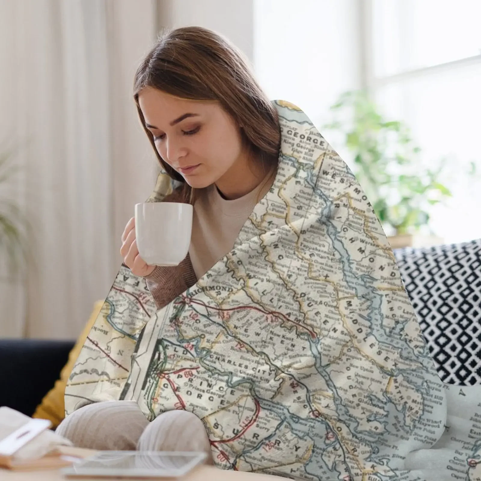 Винтажная карта Чесапаке Бух (1901) Одеяло Персонализированный подарок Термальные