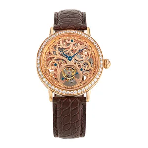 Private customization of movements, light luxury, high-end mechanical men's watches, hollowed out with full diamond inlay