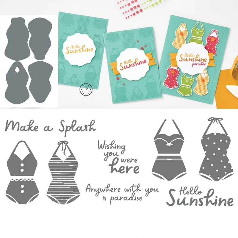 

New Arrival Sunshine Metal Cutting Dies and Clear Stamps DIY Scrapbooking Card Stencils Paper Crafts Making Photo Album Decor
